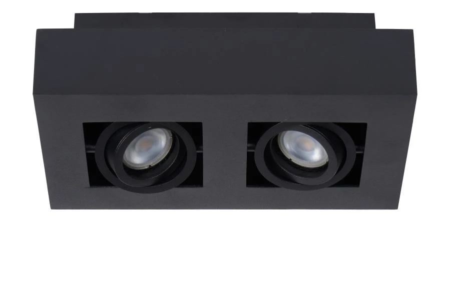 Lucide XIRAX - Plafondspot - LED Dim to warm - GU10 - 2x5W 2200K/3000K - Zwart - uit